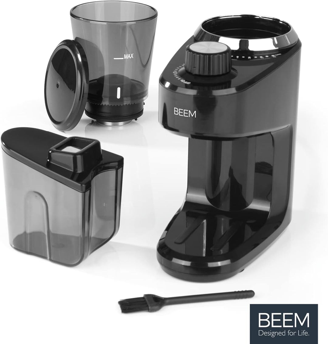 BEEM 3980 GRIND-INTENSE Elektrische Kaffeemühle - 160 g | Edelstahl-Kegelmahlwerk | 15-stufige Mahlg