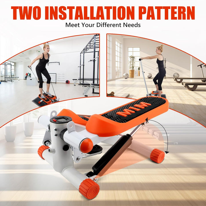 2in1 Stepper mit Ständer und elastischer Kordelleise, Stepper für zuhause, Fitness Stepper, LED-Anze