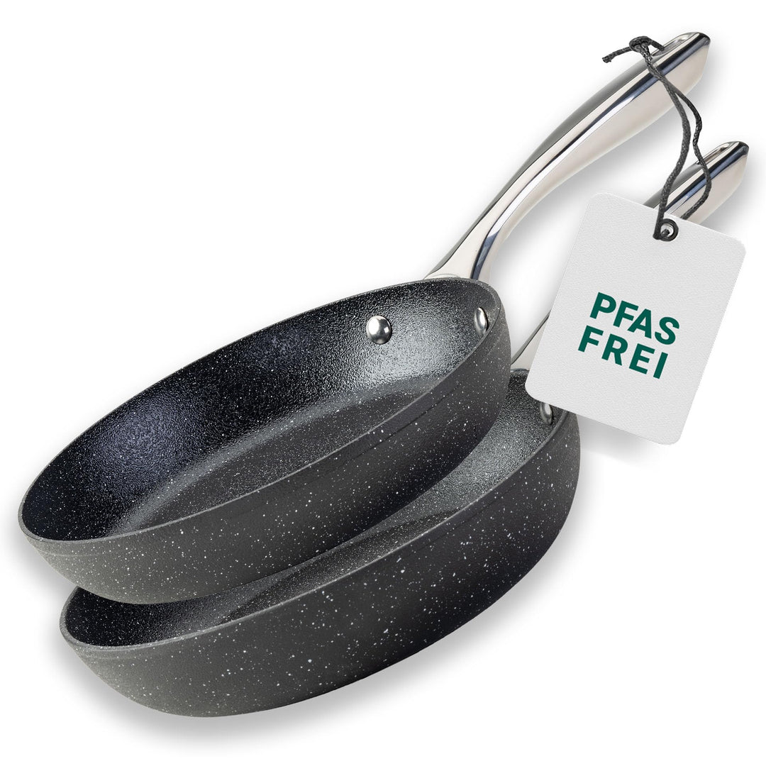 Fackelmann Bratpfannen-Set Crossroad Ø 24 & 28 cm – Aus recyceltem Aluminium, PFAS-frei, Hitzebestän