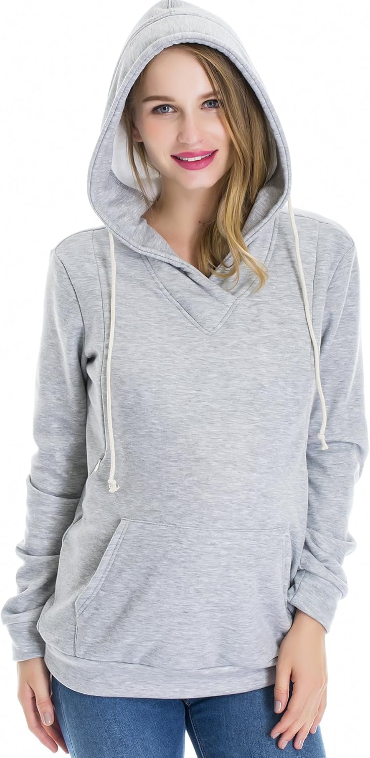 Smallshow Stillanzug Mutterschaft Fleece Stillpullover Stilloberteil Umstandsmode Hoodie Sweatshirt