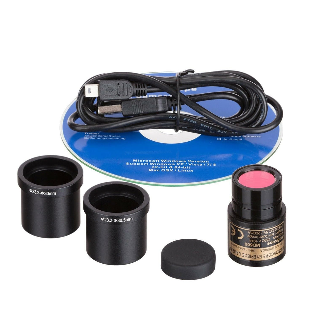 AmScope MD500-CK 5MP USB 2.0 Farb CMOS Digital Okular Mikroskop Kamera mit Kalibrierdia