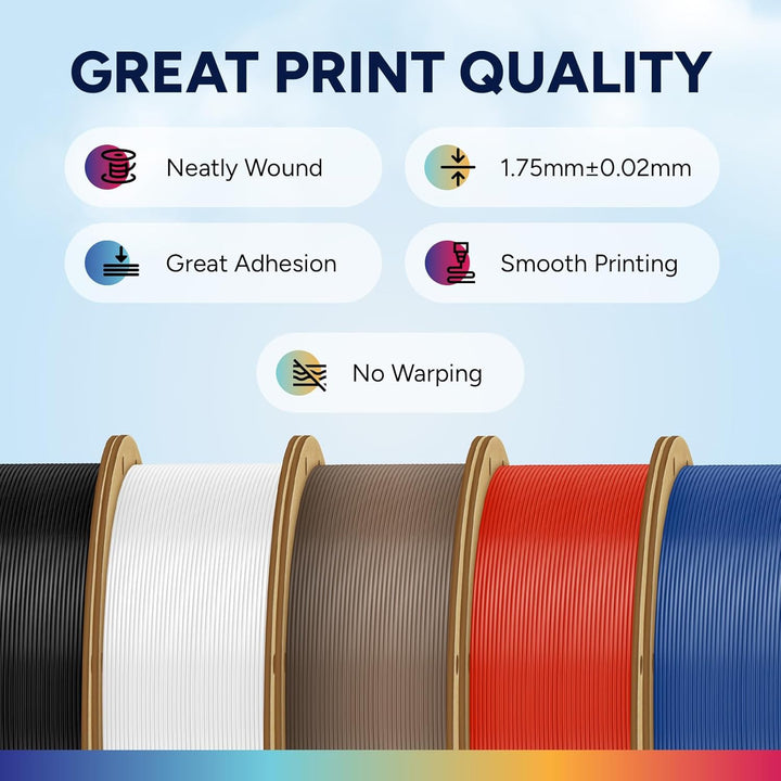 OVERTURE ASA Filament 1.75mm, Spule 1kg (2.2lbs), Massgenauigkeit +/- 0.03 mm, für 3D Drucker (Diama