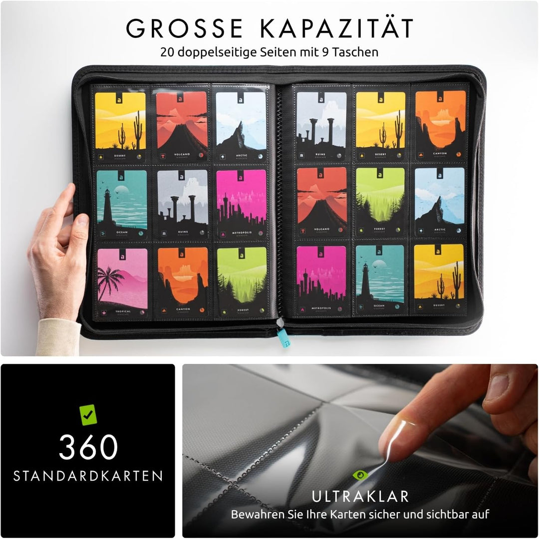 Vault X Premium eXo-Tec Zip Heftmappe - 9 Fächer Sammelkarten Trading Cards Mappe - 360 Fächer mit S