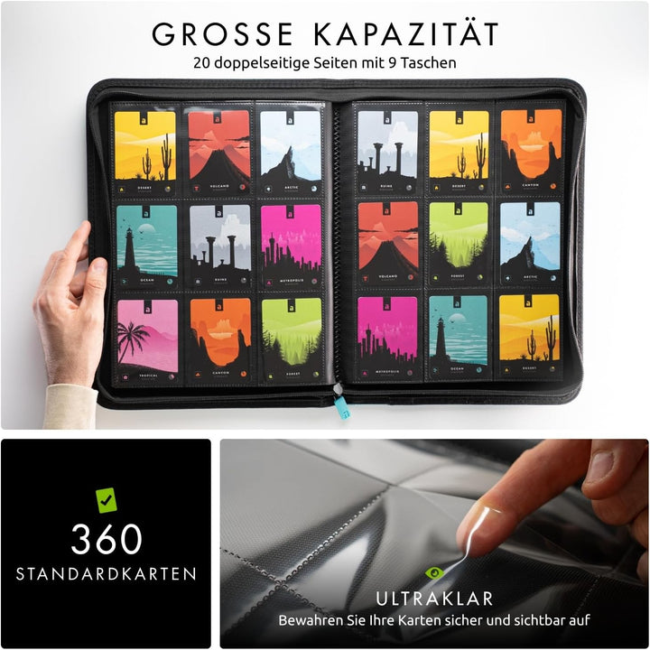 Vault X Premium eXo-Tec Zip Heftmappe - 9 Fächer Sammelkarten Trading Cards Mappe - 360 Fächer mit S
