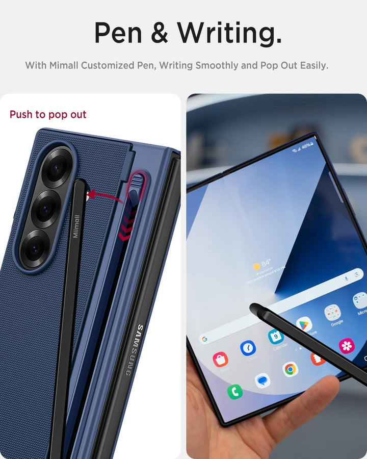 Miimall Kompatibel mit Samsung Galaxy Z Fold 7 Hülle mit S-Pen & Stifthalter, [Anti-SPY Displayschut