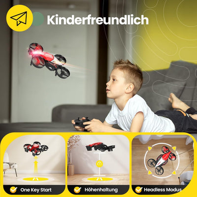 Holy Stone HS210F Mini Drohne für Kinder, 2 in 1 RC Quadcopter Drohnen mit Land- und Flugmodus,LED L