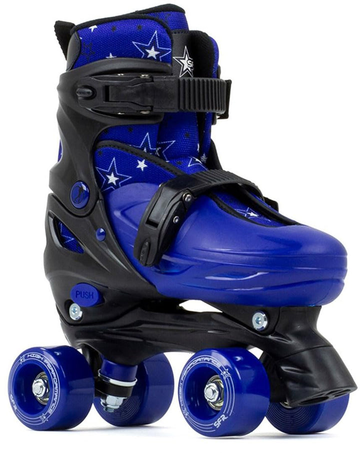 SFR Unisex, Jugend Nebula Adjustable Quad Skates Rollschuhe Kinder 29-33 Schwarz/Blau, 29-33 Schwarz