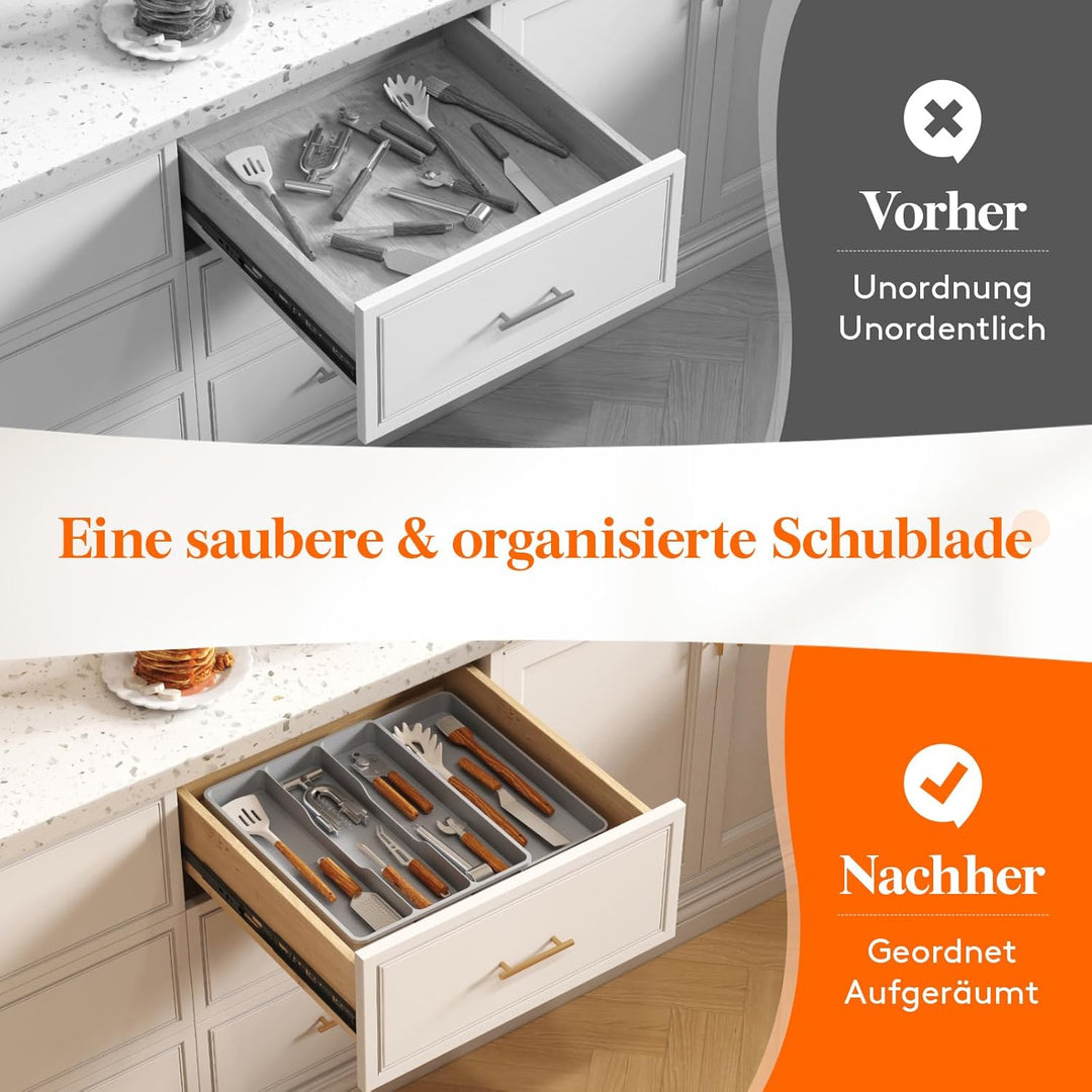 Lifewit Besteckkasten für Schubladen, Küchenutensilien Besteckkasten erweiterbar auf 43,9 cm, Schubl