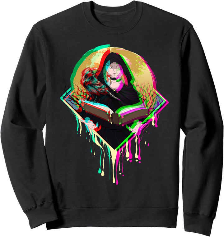 Hexe und Krähe Okkultes Hexerei Vaporwave Rabe Goth Sweatshirt