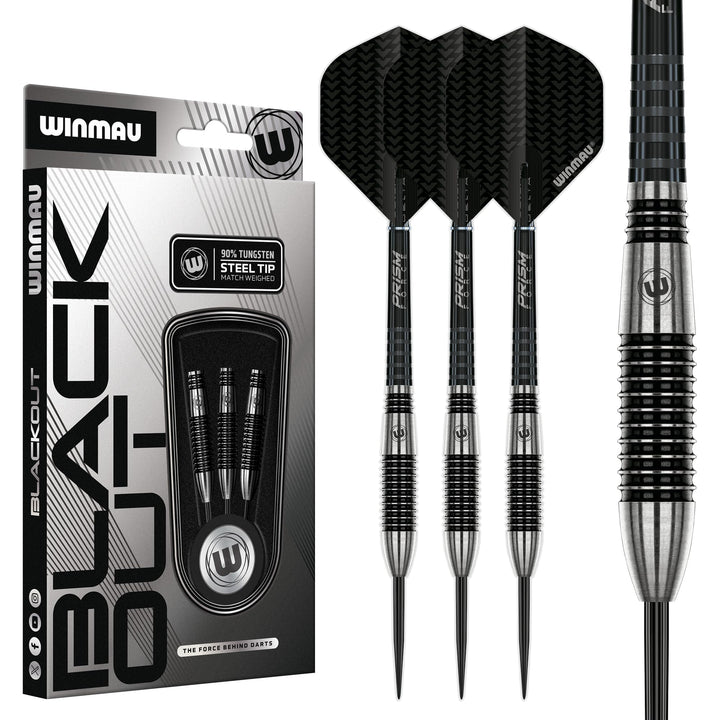 WINMAU Blackout Profi Stahlspitze Wolfram Dartpfeile mit Flüge und Stiele (Wellen) 24g Torpedo, 24g