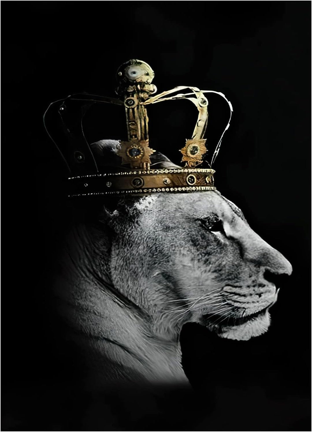 UGZDEA Löwe Leinwand Bilder, Schwarz Weiss Löwe und Löwin Poster Gemälde Tierbilder Modernes Wohnzim