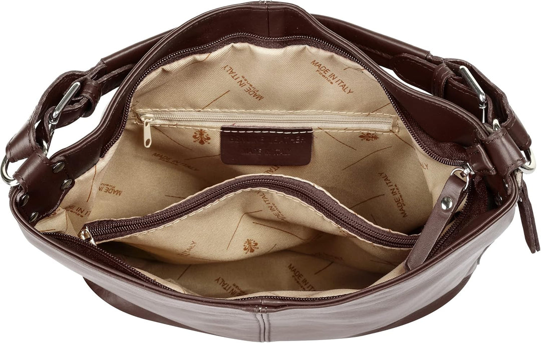 Samantha Look Handtasche Echt Leder Damen | Made in Italy, elegante Schultertasche, Umhängetasche au
