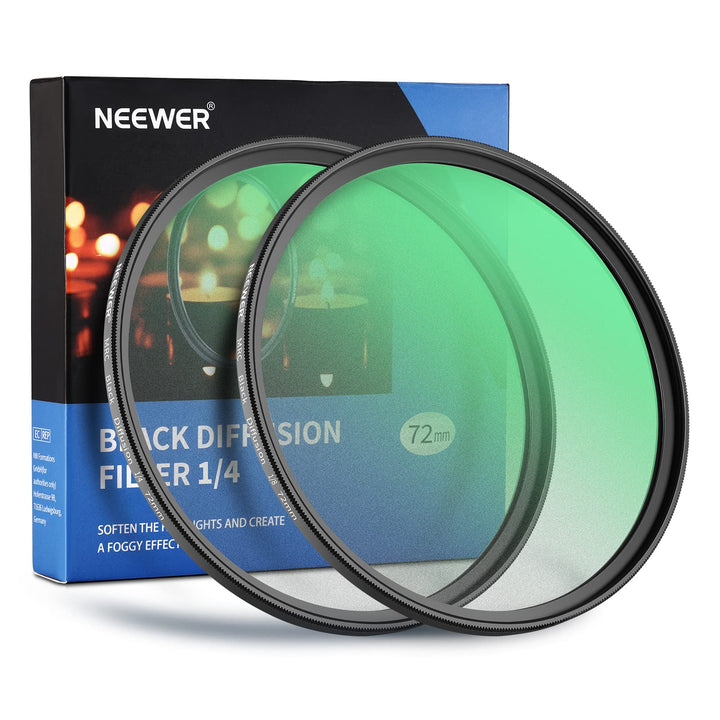 NEEWER 2er Pack 72mm Black Diffusion schwarzes Diffusions Objektiv Filter Set,1/4 & 1/8 Nebel Kinoef