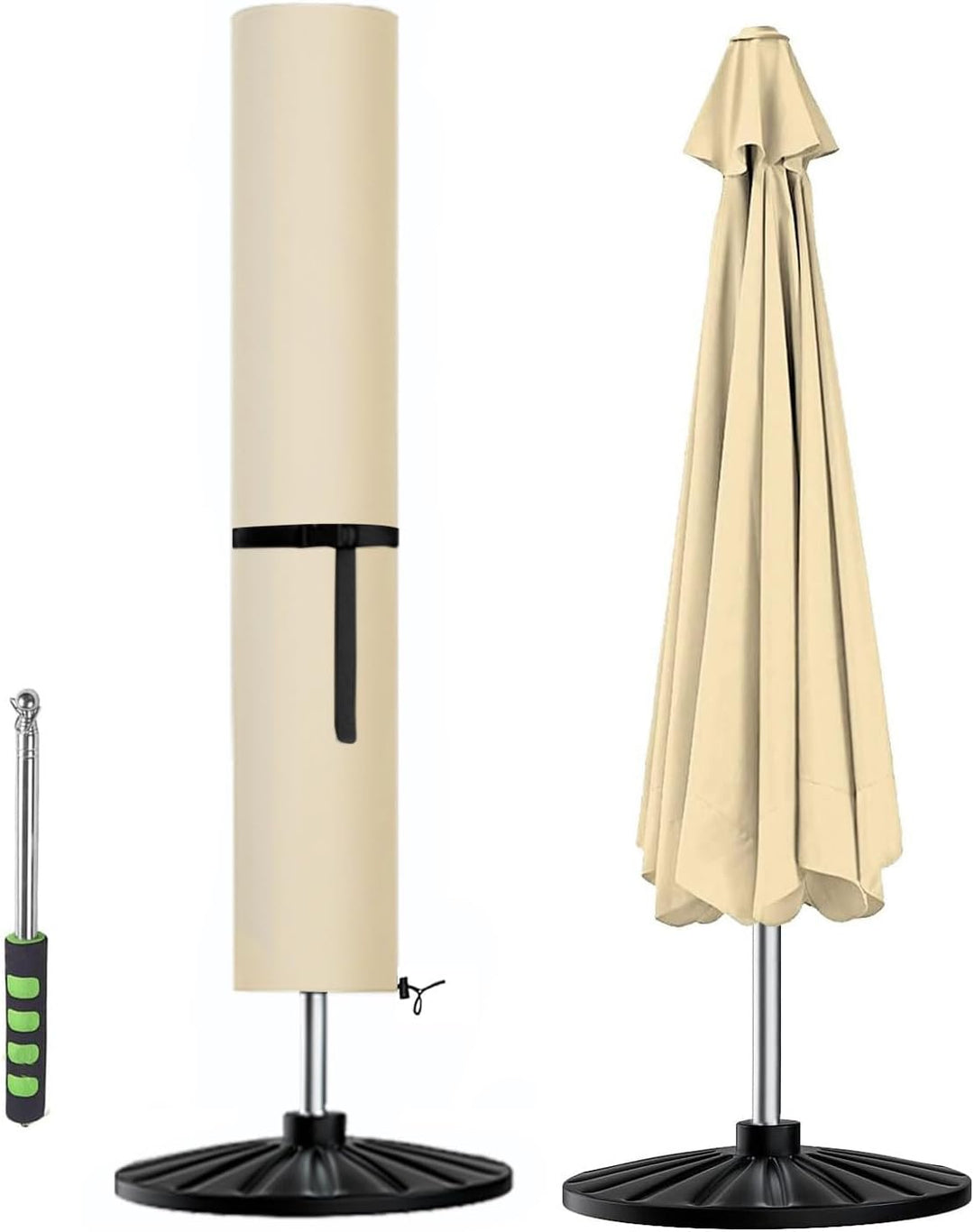 Aipwerer Sonnenschirm Schutzhülle, Abdeckhauben für 3m Wasserdicht, Ampelschirm Hülle mit Stab Winte