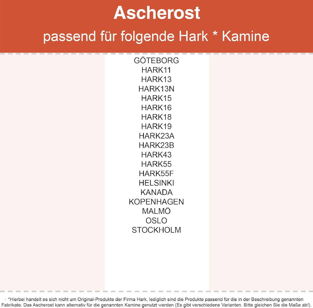 Kaminrost/Ascherost Rund Ø 180 x 10 mm passend für Hark ** Kaminöfen inkl. Modellübersicht - Aschero
