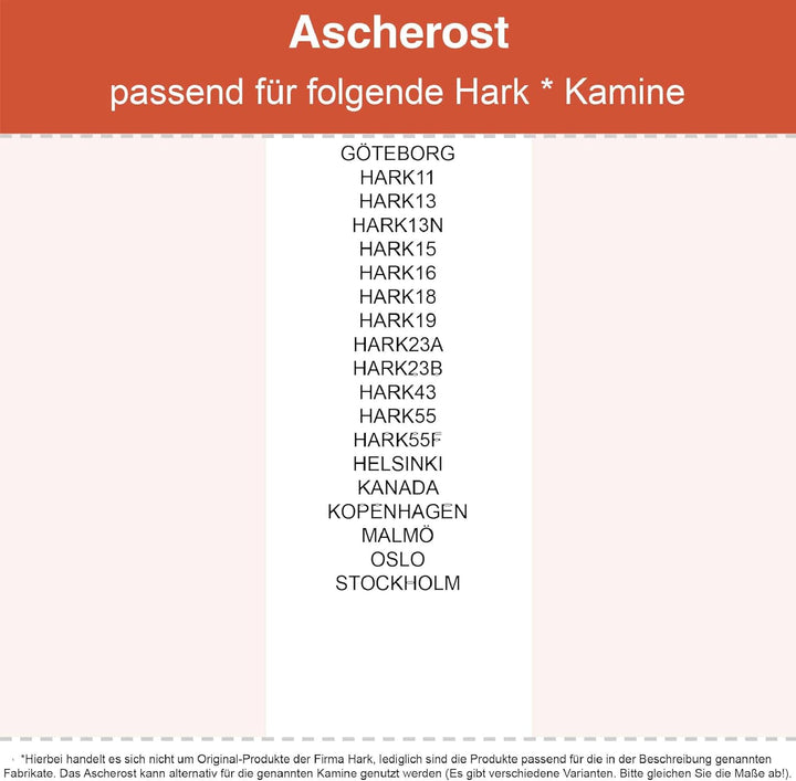 Kaminrost/Ascherost Rund Ø 180 x 10 mm passend für Hark ** Kaminöfen inkl. Modellübersicht - Aschero