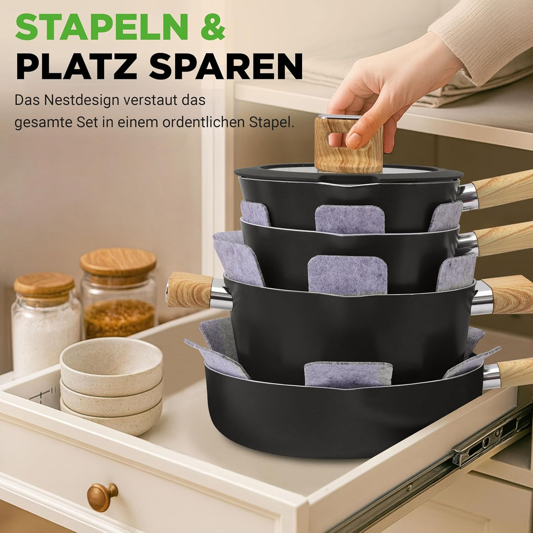 NutriChef Keramik Topfset und Pfannenset – 14-teilig für Induktion mit Antihaftbeschichtung, inklusi