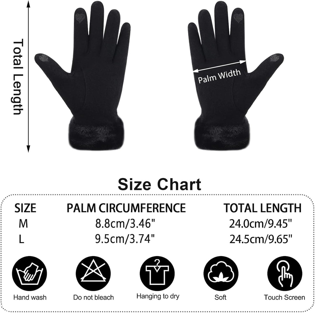 ZASFOU Damen Winter Touchscreen Handschuhe mit Thermo Fleecefutter, Warme und Dick Wolle Schwarz L,