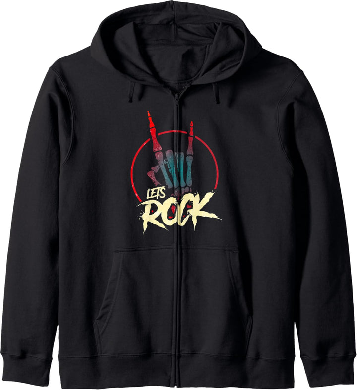 Lets Rock & Roll Gitarren Spieler Rockmusik Rock and Roll Kapuzenjacke