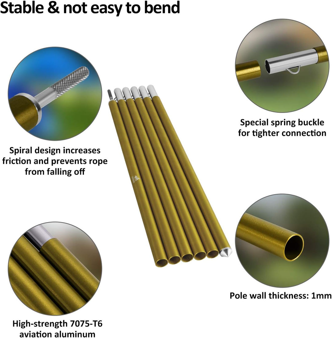 Unigear Zeltstange teleskop 2er Set, Alu Aufstellstange für Tarp, Zelt, Sonnensegel, Camping, verste