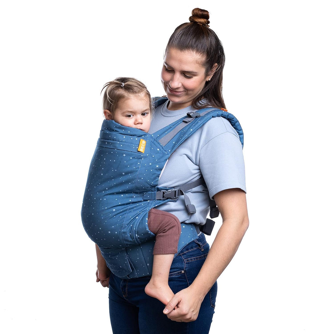 Beco Toddler Babytrage mit extra breitem Sitz - Kindertragerucksack aus 100% Baumwolle, 2 Trageposit