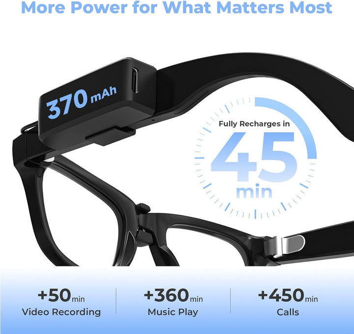 Premium Wearable Battery Pack Compatible with Ray-Ban Meta Smart Glasses, 16g Ultra-Lightweight Char