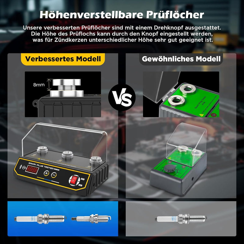 3-Loch Zündkerzen Tester, 220 V Zündfunkenprüfer mit LCD-Display, Zündungsprüfer einstellbare Arbeit