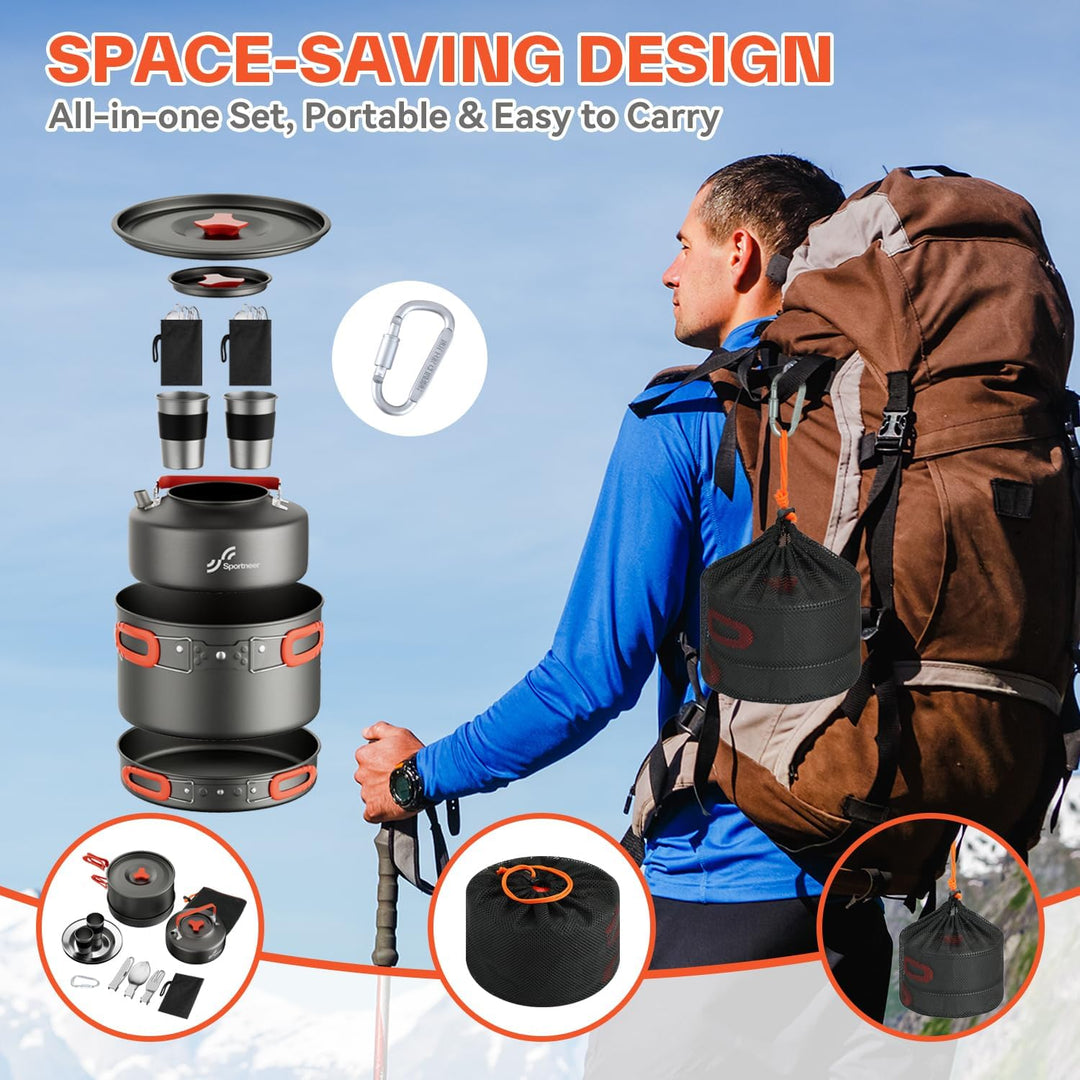 Camping Kochgeschirr Camping Geschirr Set 2 Personen Camping Topf Pfanne Set Und Wasserkocher Mit Ta