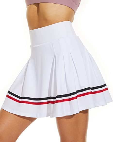 ThreeH Falten-Tennisröcke für Frauen Sportliche Casual Skorts mit Taschen Eingebaute Shorts Hochtail
