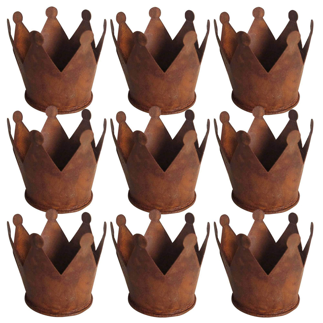 UNUS Krone Rost Ø9,5 cm, Gartendeko Rostoptik, Edelrost Deko für Garten und Zuhause 9er Set, 9er Set