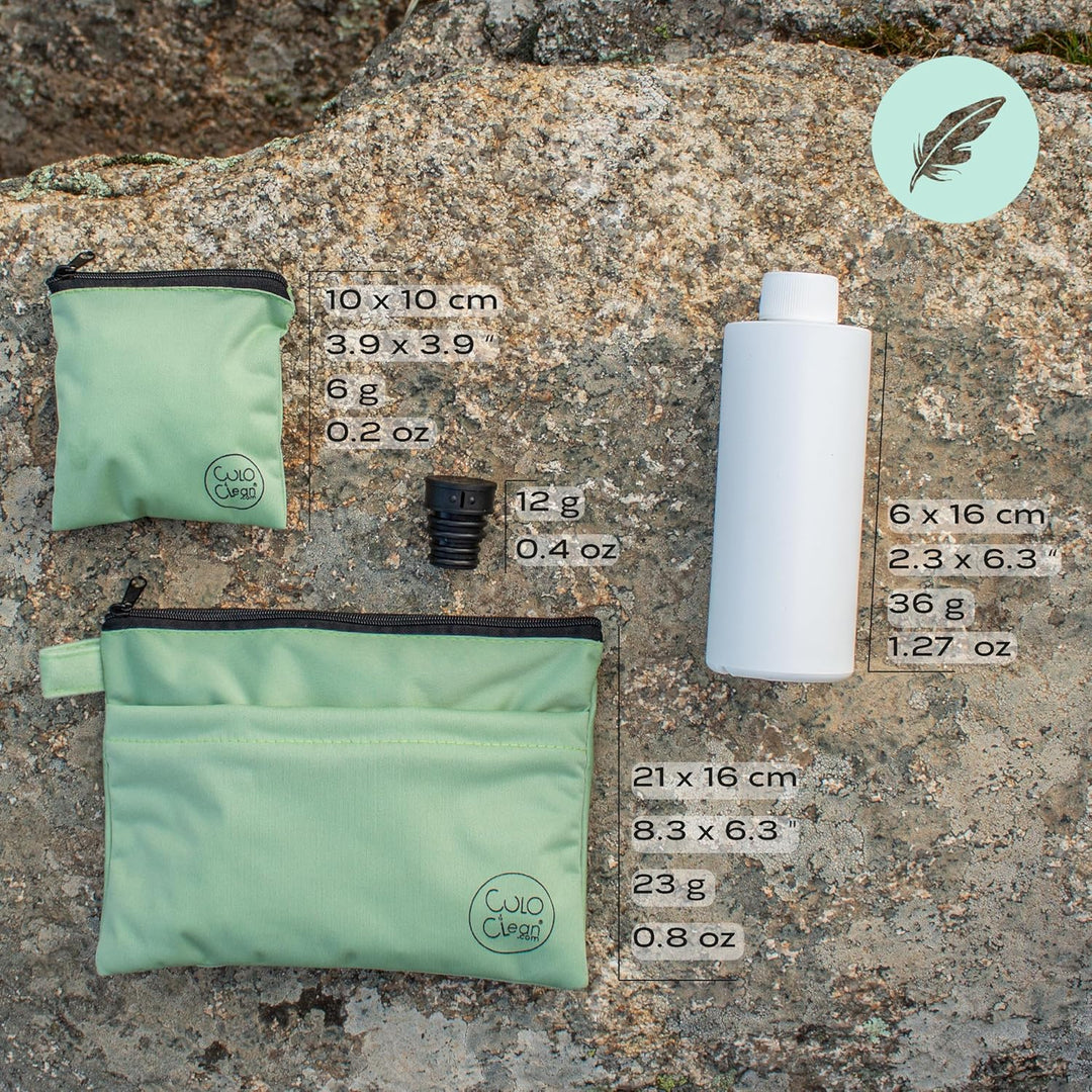 CuloClean Reisetoilettentasche + Handbidet mit Flasche. Einzel Toilettenbeutel für Ausflüge in die N