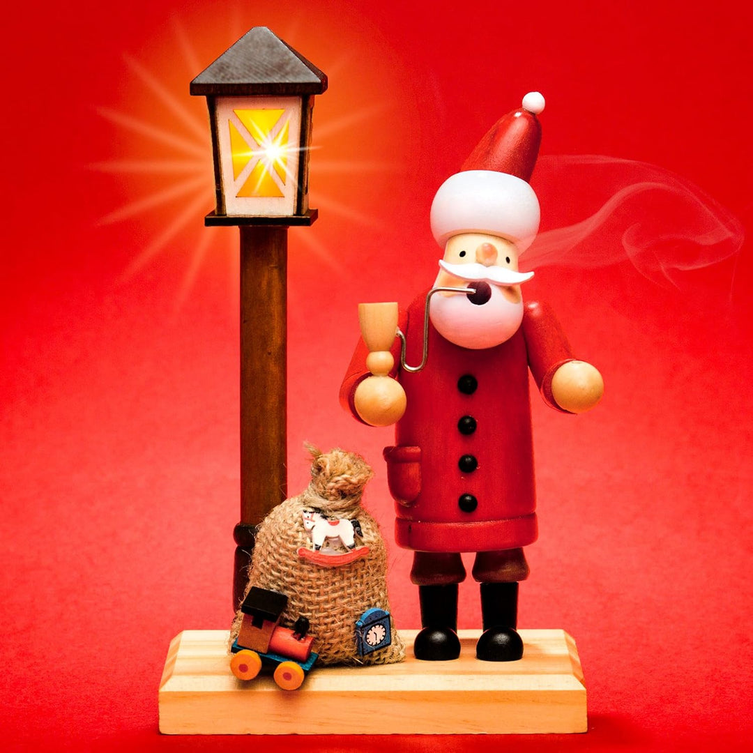 Sikora RM-A-LED Holz Räuchermännchen mit batteriebetriebener beleuchteter LED Laterne, Farbe/Modell: