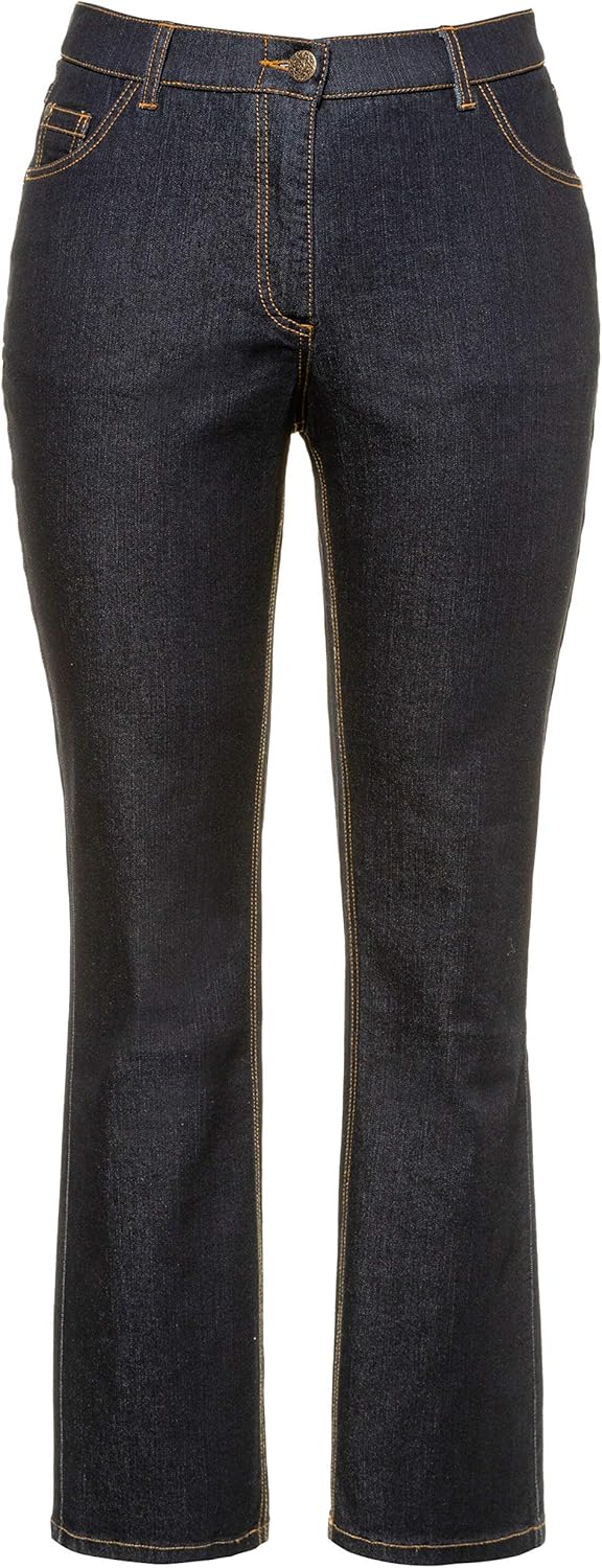 Ulla Popken Damen Hose Bootcut-Jeans 32W / 30L Dark Blue Denim, 32W / 30L Dark Blue Denim