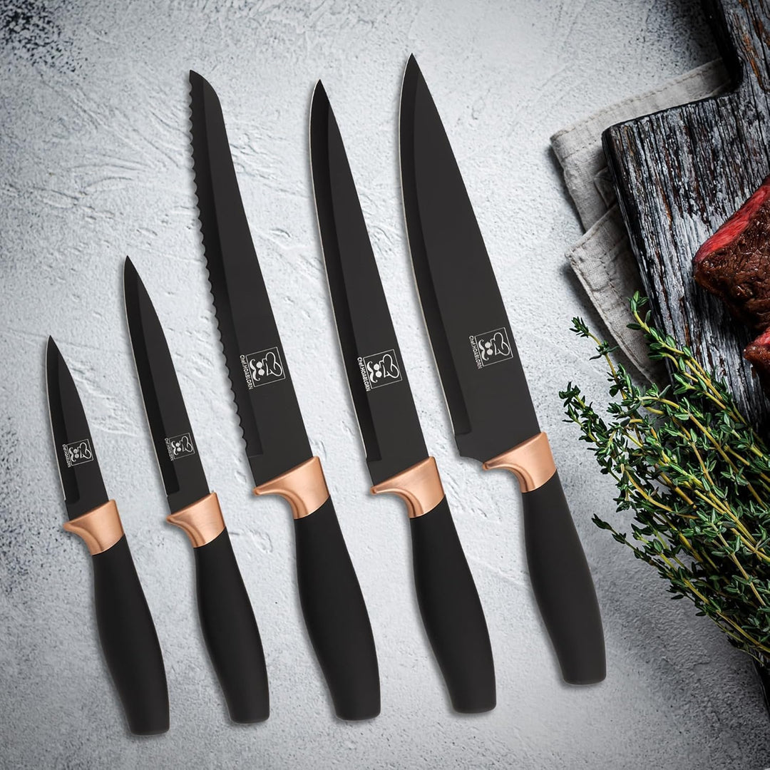 Chefhoablorn 15-TLG Messerblock Set, Scharfe Kochmesser aus Edelstahl Profi Küchenmesser für Housewa