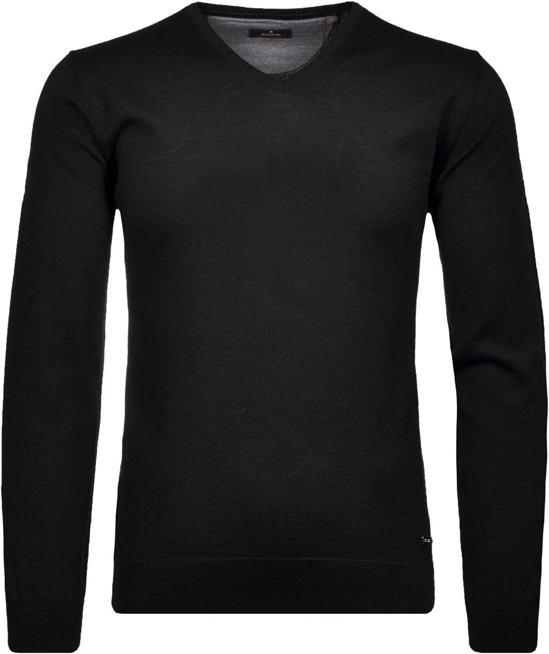 RAGMAN Herren Merino-Pullover V-Ausschnitt M Schwarz-009, M Schwarz-009