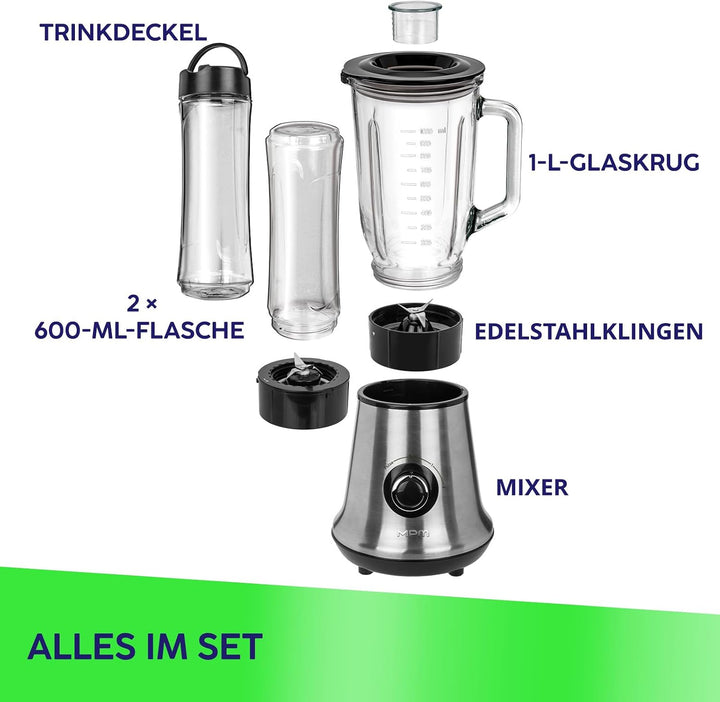 MPM MBL-15M blender 1 L Tabletop blender 450 W Stainless steel