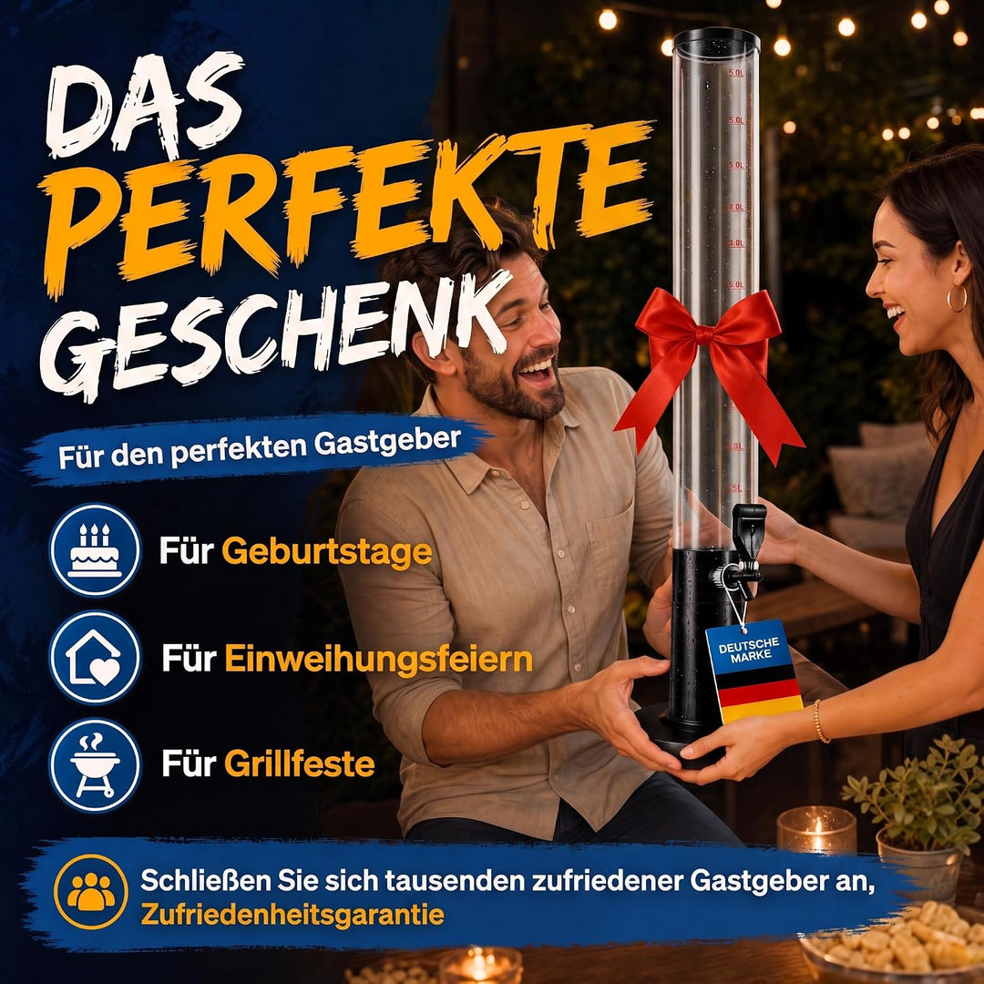 Bierzapfanlage &amp; Biersäule 5L – Premium Getränkespender &amp; Bierturm für Partys – Getränkesäule, Zapfs