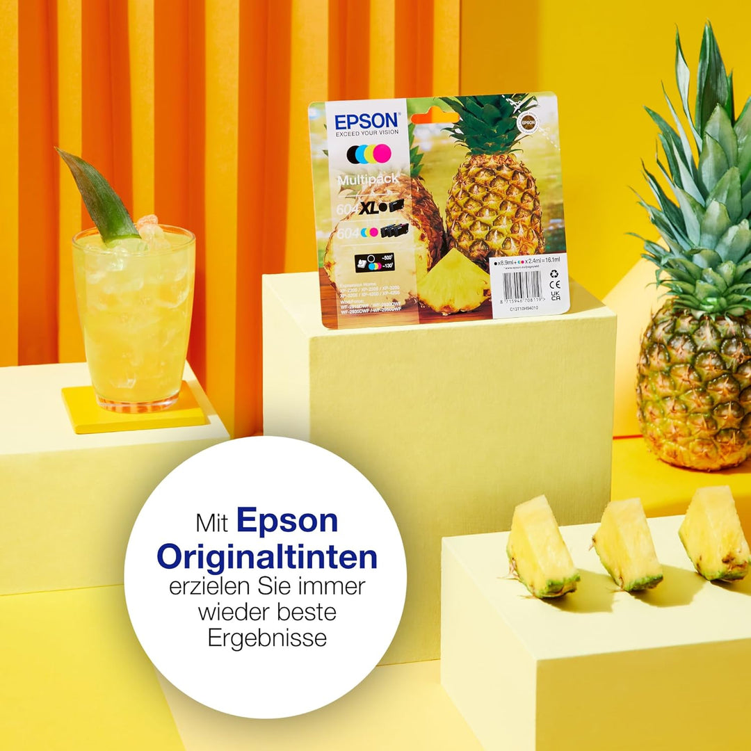 Epson Orginal 604 Tinte Ananas Multipack 4-farbig Standard, XP-2200 XP-2205 XP-3200 XP-4205 WF2910DW