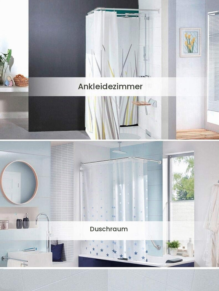Eck-Duschvorhangstange, verstellbar, Edelstahl, L-förmig, ohne Bohren, für Badezimmer, Badewanne, Be