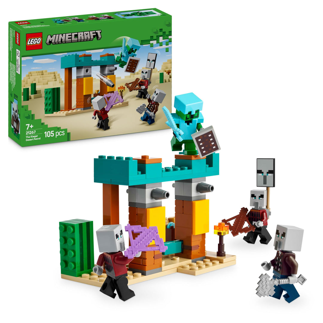 LEGO Minecraft Die Illager-Wüstenpatrouille - Gaming Spielzeug mit Figuren, darunter EIN Plünderer,
