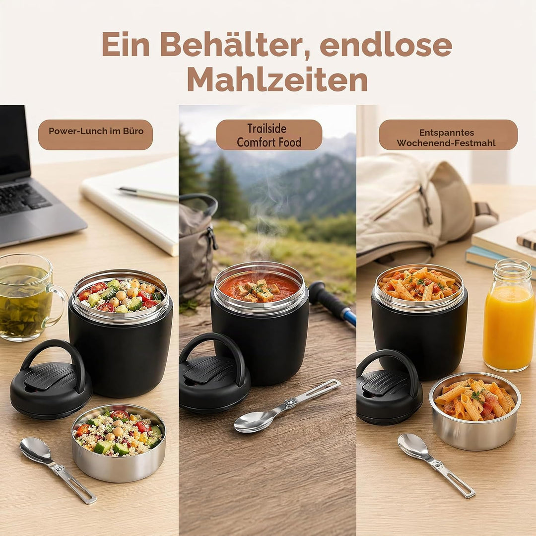 Thermobehälter für Essen 1200ml Warmhaltebehälter Essen to go mit Tasche &amp; Löffel Thermo Speisebehäl