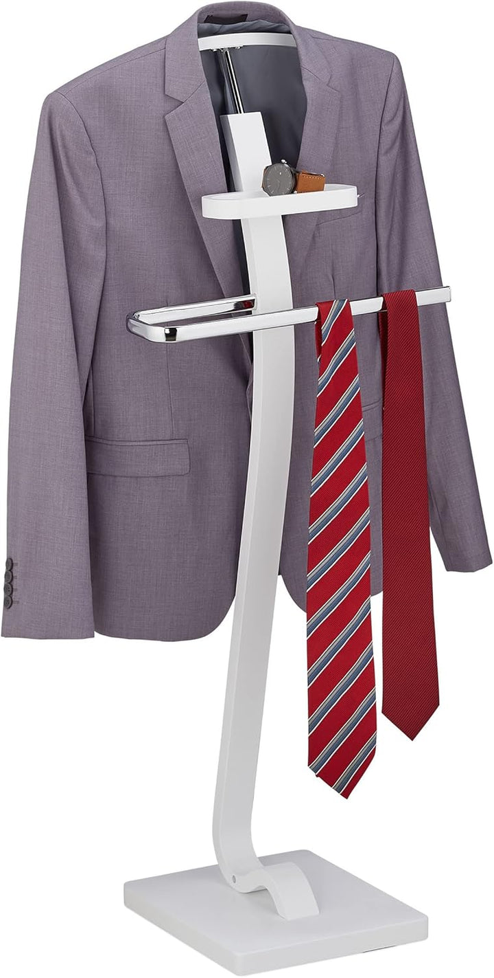 Relaxdays Herrendiener, mit Ablage, Kleiderbutler für Jackett & Hose, HBT: 112x46x32 cm, Stummer Die