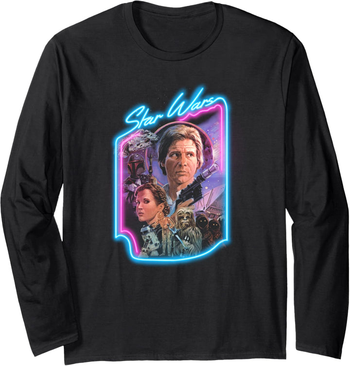 Star Wars Group Shot Han Neon Retro Portrait Langarmshirt