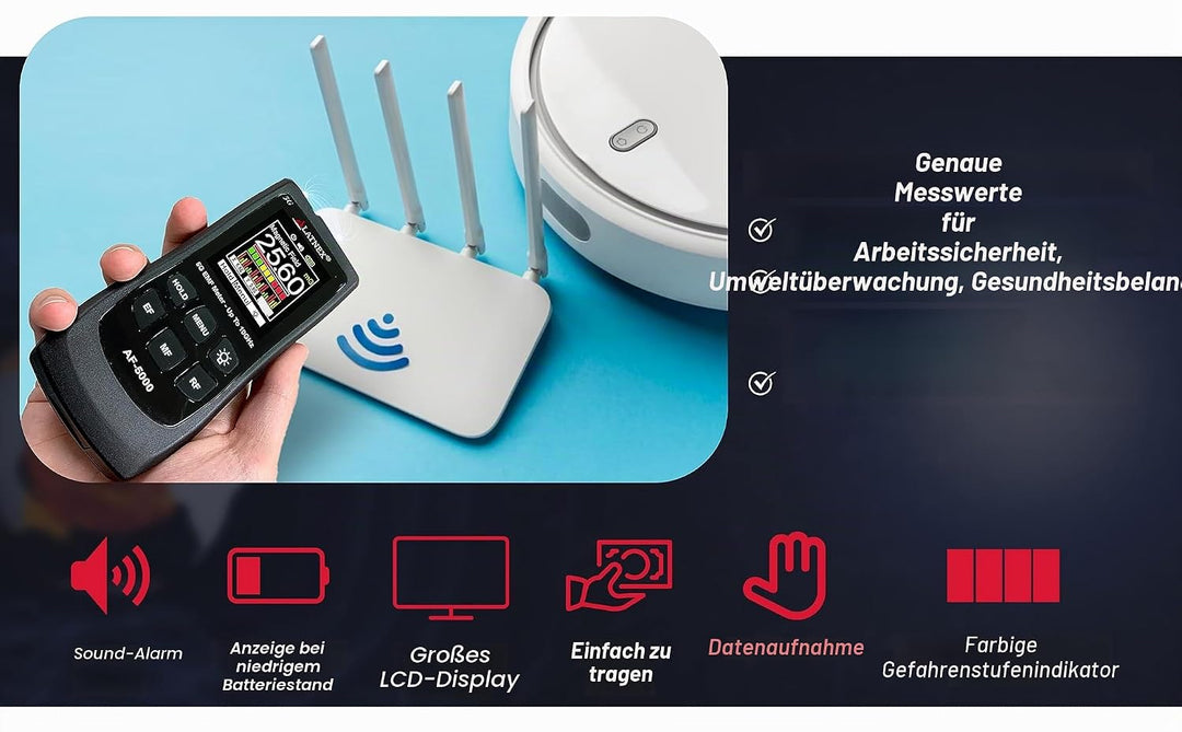 LATNEX AF-5000 5G EMF-Messgerät RF Detektor Tester und Leser mit Kalibrierungszertifikat – Testet un