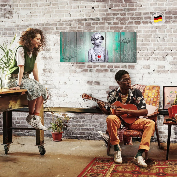 Runa Art Bild Junge Graffiti Wandbilder auf Vlies Leinwand 5 Teilig Wanddekoration Loft Wohnzimmer 0
