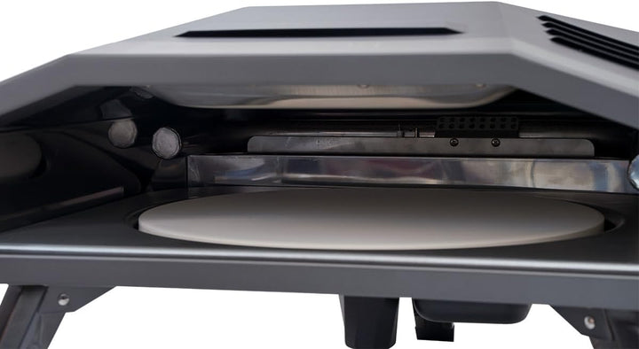 SANTOS Pizzaofen O-160 - inkl. innovativem Pizza-Drehteller & U-Brenner - Pizzastein Ø37cm- 360° Brä