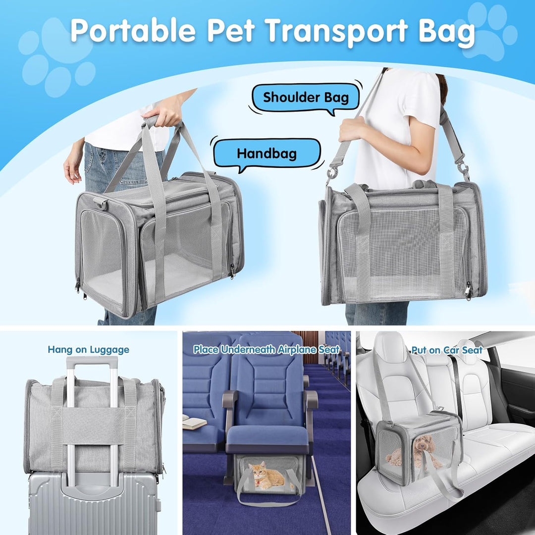 AiQInu Transporttasche Katze Hund Faltbare, Hundetransportbox mit Einstellbar Schultergurt, Tragfähi