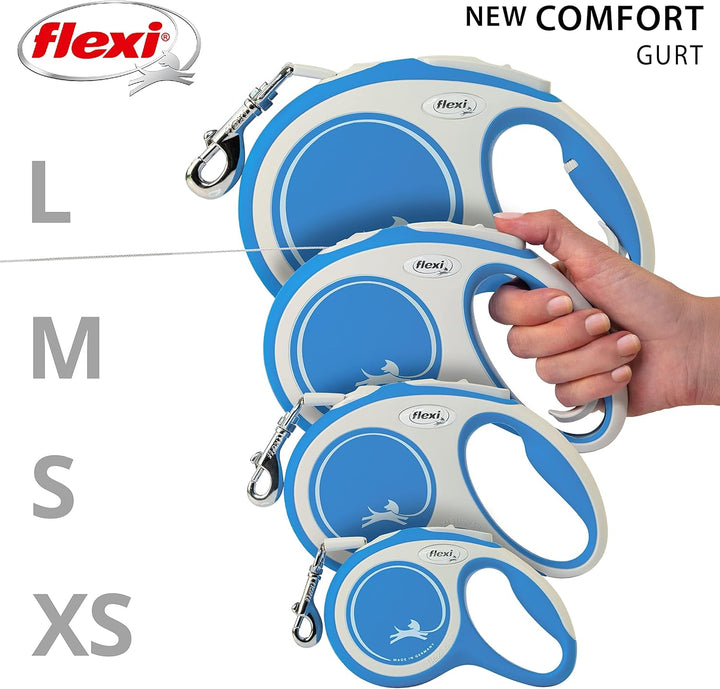 Kerbl Flexi - Rollschnur New Comfort Band - 8 Meter bis 50 kg - Blau - 1 Stück Blau small, Blau smal