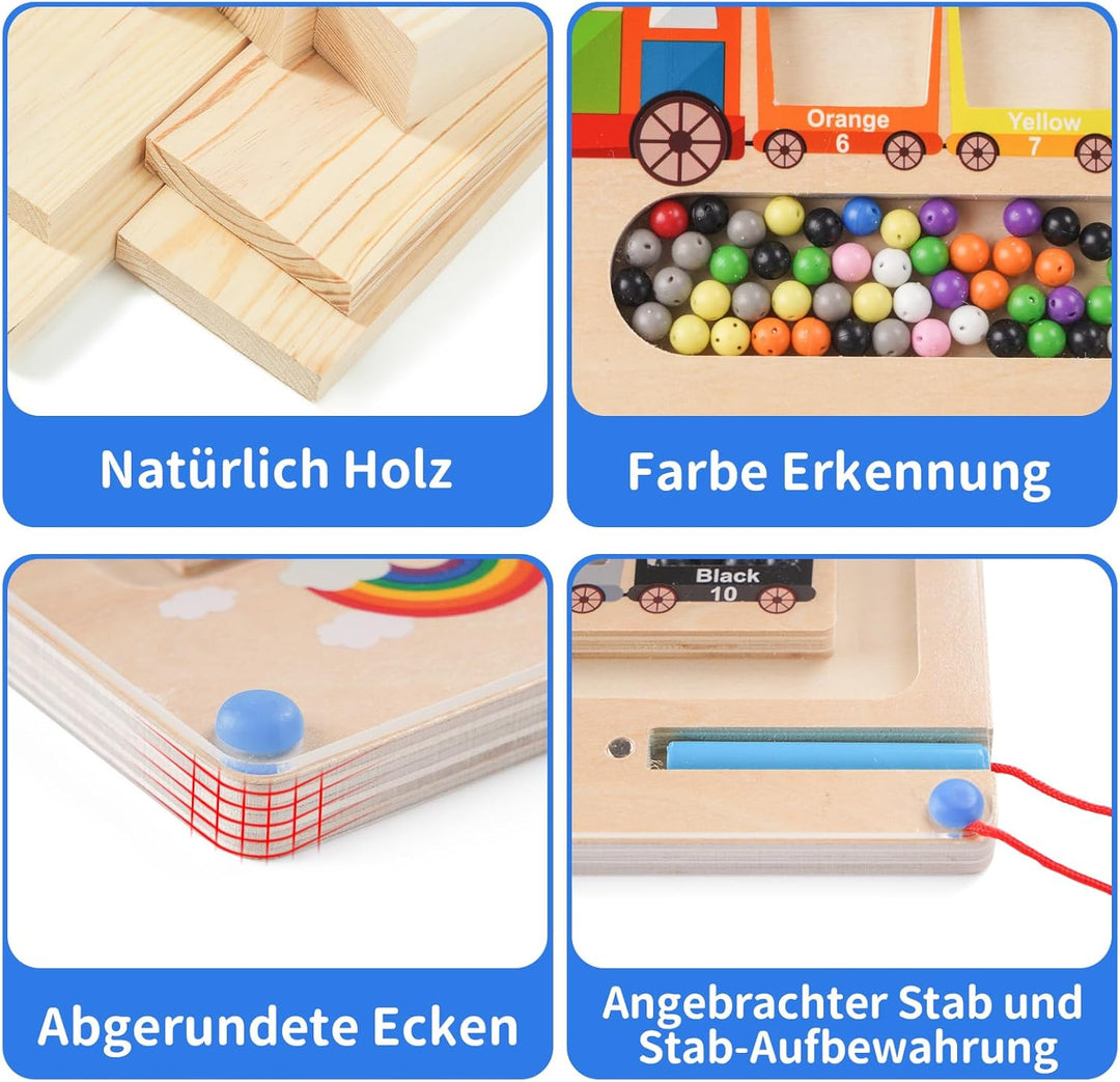 Montessori Spielzeug Magnetspiel Labyrinth ab 2 3 4 5 Jahre, Holzspielzeug Kinderspielzeug Lernspiel