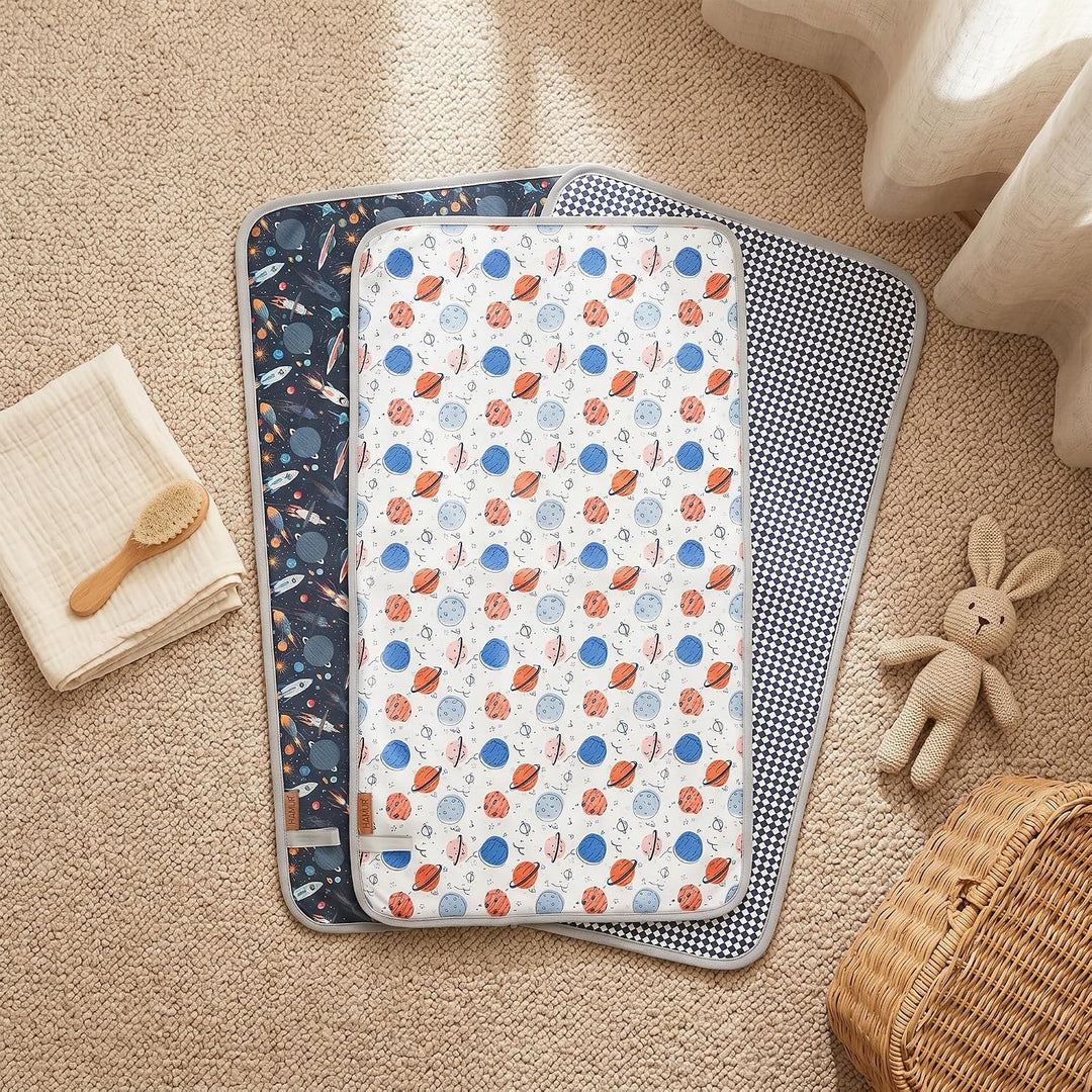 Hamur Home Tragbare Wickelunterlage Wasserdichte 40 x 70 cm 3er Set, Wiederverwendbare Baby Wickelau